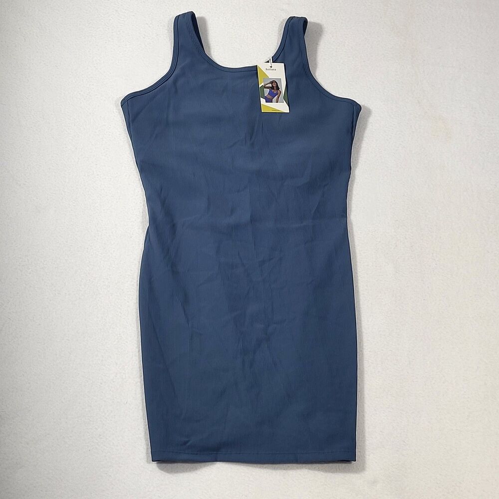 Halara Slate Blue Seamless Ribbed Bodycon Mini Dress XL NWT